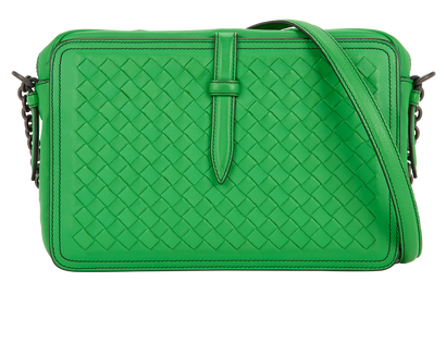 Intrecciato Belt Flap Camera Bag, front view